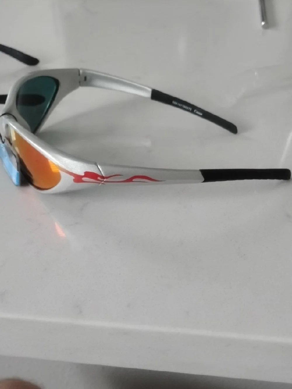 2 Pair Silver Frame Sunglasses with Orange-Red Mirror Lenses - Picture 5 of 13